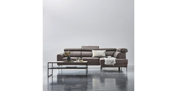 ECKSOFA in Echtleder Grau  - Chromfarben/Grau, Design, Leder/Metall (262/213cm) - Hom`in