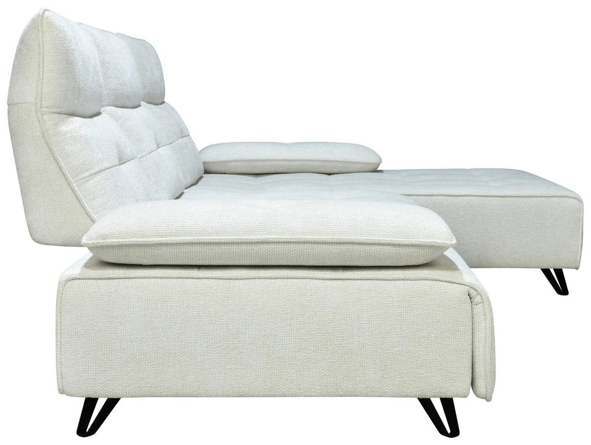 ECKSOFA Creme Chenille  - Creme/Schwarz, Design, Kunststoff/Textil (314/162cm) - Livetastic