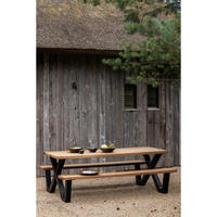 GARTENTISCHGRUPPE Abachivollmassiv  - Schwarz/Naturfarben, MODERN, Holz (206/145/75cm) - Livetastic