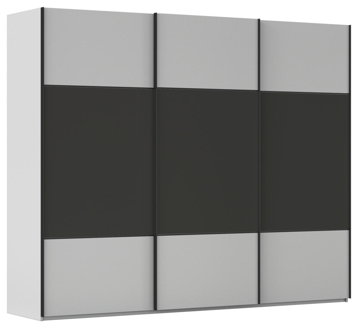 SCHWEBETÜRENSCHRANK 271/223/68 cm 3-türig Graphitfarben, Grau  - Schwarz/Graphitfarben, KONVENTIONELL, Holzwerkstoff/Metall (271/223/68cm) - Novel