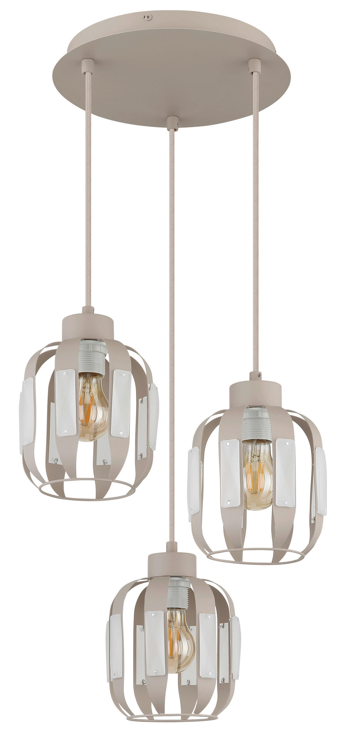 HÄNGELEUCHTE Arlen 38/120 cm   - Sandfarben/Beige, Design, Glas/Textil (38/120cm) - Globo