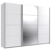 SCHWEBETÜRENSCHRANK 270/208/64 cm 3-türig Weiß  - Weiß, MODERN, Glas/Holzwerkstoff (270/208/64cm) - MID.YOU