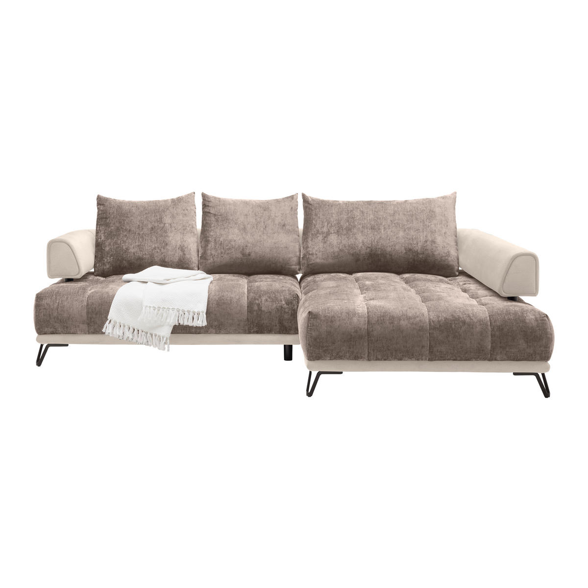 HÖRNSOFFA i cappuccino  - cappuccino/svart, Modern, metall/textil (262/67-87/184cm) - MID.YOU