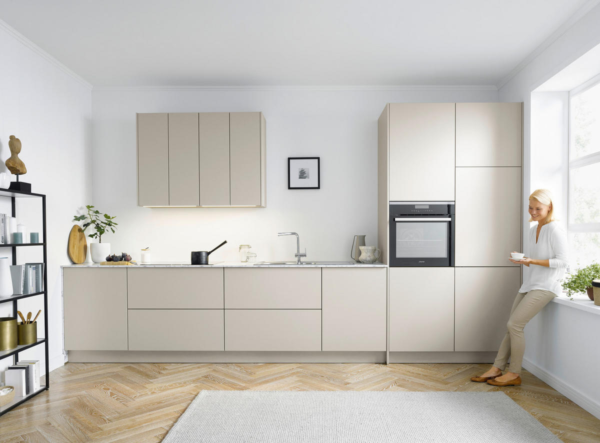 EINBAUKÜCHE SILVIA  - Sandfarben, Design, Holzwerkstoff - Novel