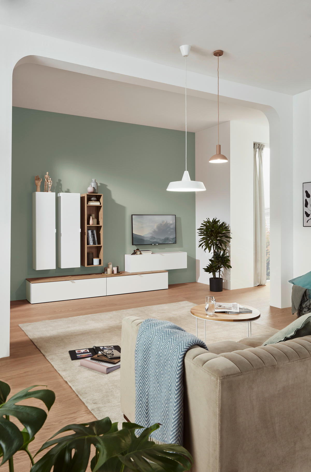 TV-ELEMENT Holzwerkstoff Weiß  - Schwarz/Weiß, Design, Holzwerkstoff/Kunststoff (120/31/40cm) - Ti'me