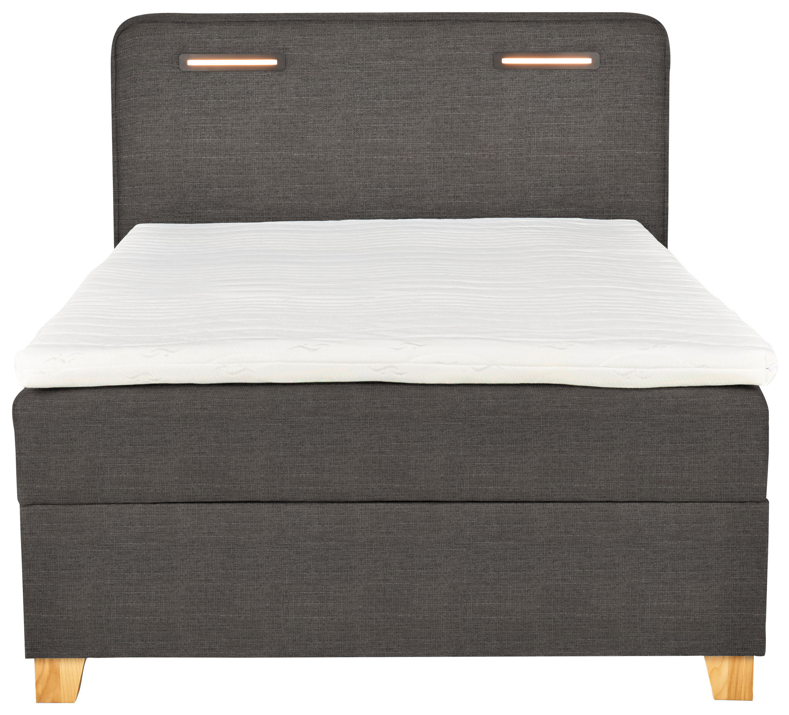 BOXBETT 120/200 cm in Graubraun - Graubraun, KONVENTIONELL, Holz/Textil (120/200cm) - Moderano