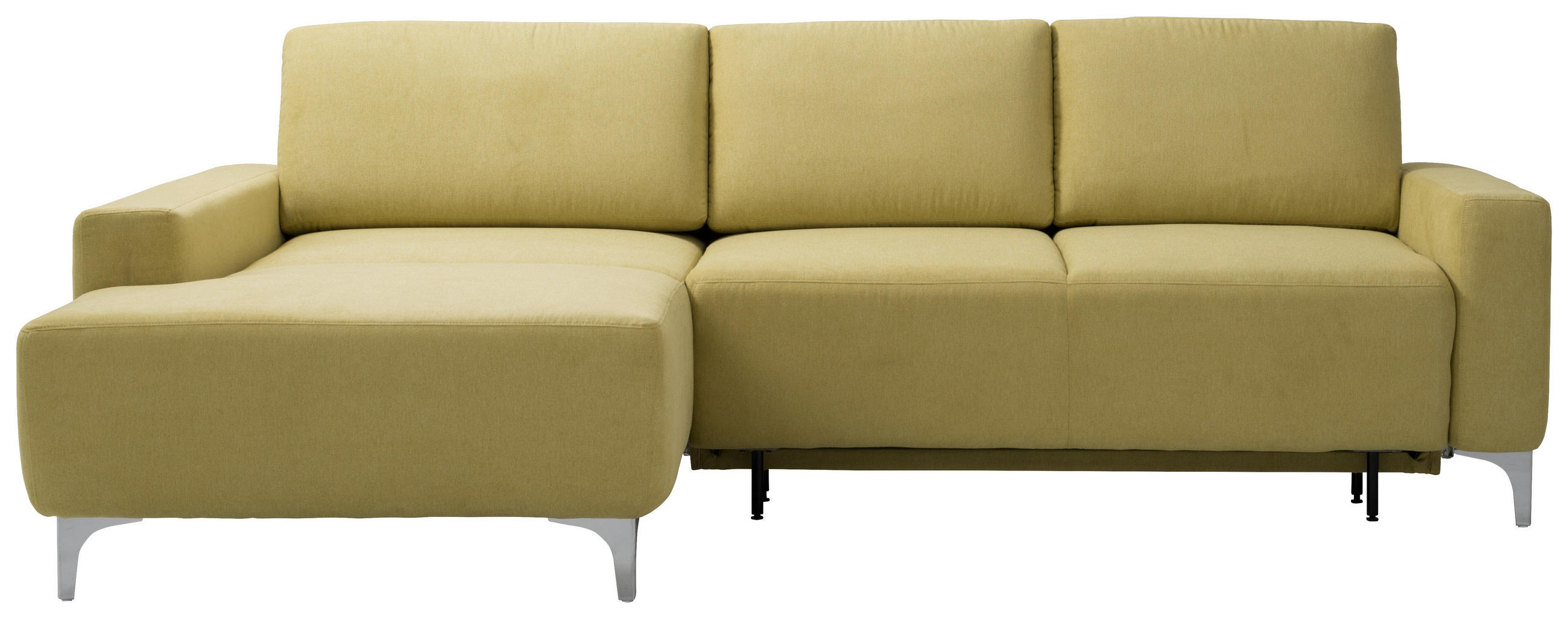 ECKSOFA in Chenille Hellgrün  160/248 cm  - Alufarben/Hellgrün, Design, Textil/Metall (160/248cm) - Sedda