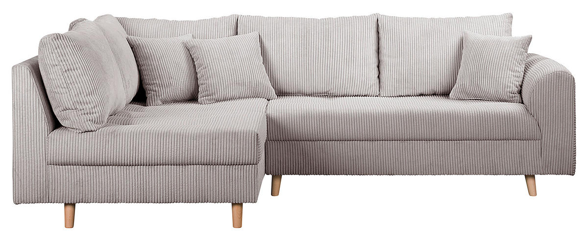 ECKSOFA Ariella Grau Cord  - Naturfarben/Grau, Design, Holz/Textil (161/231cm) - Livetastic