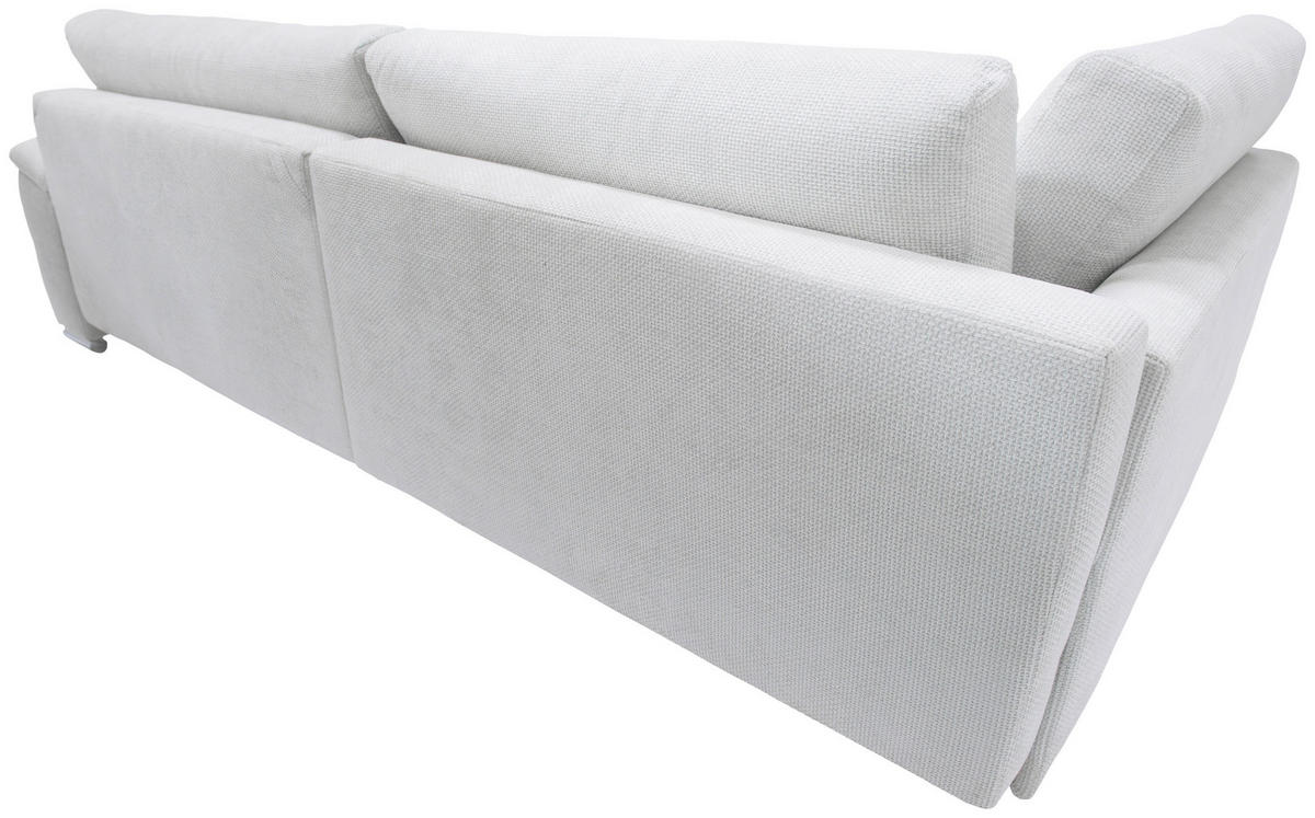 ECKSOFA in Struktur, Chenille Weiss  - Weiss/Silberfarben, Design, Textil/Metall (178/268cm) - Livetastic