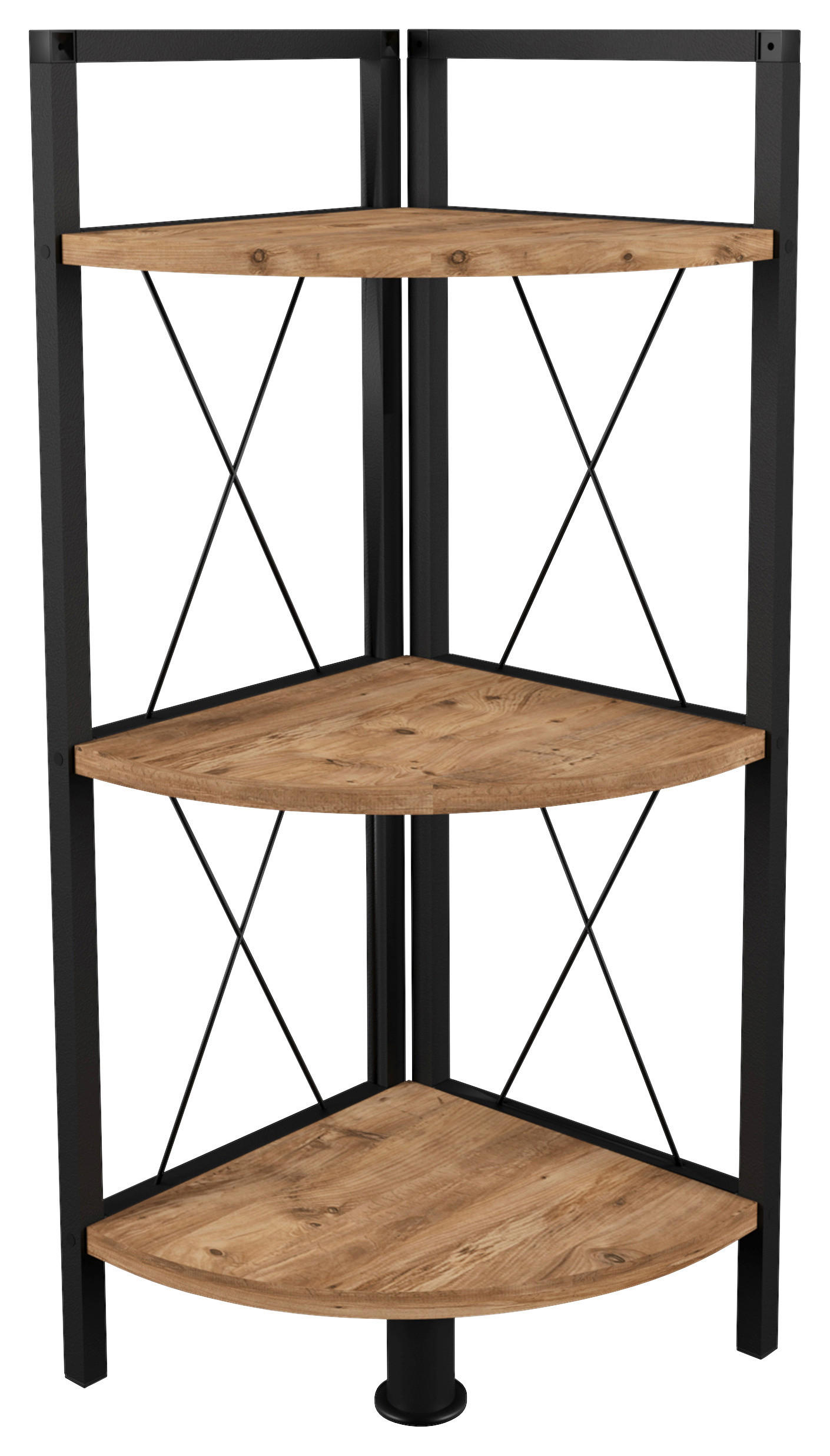 ECKREGAL in 34/87/34 cm Schwarz, Honigeiche  - Honigeiche/Schwarz, Design, Holzwerkstoff/Metall (34/87/34cm) - MID.YOU