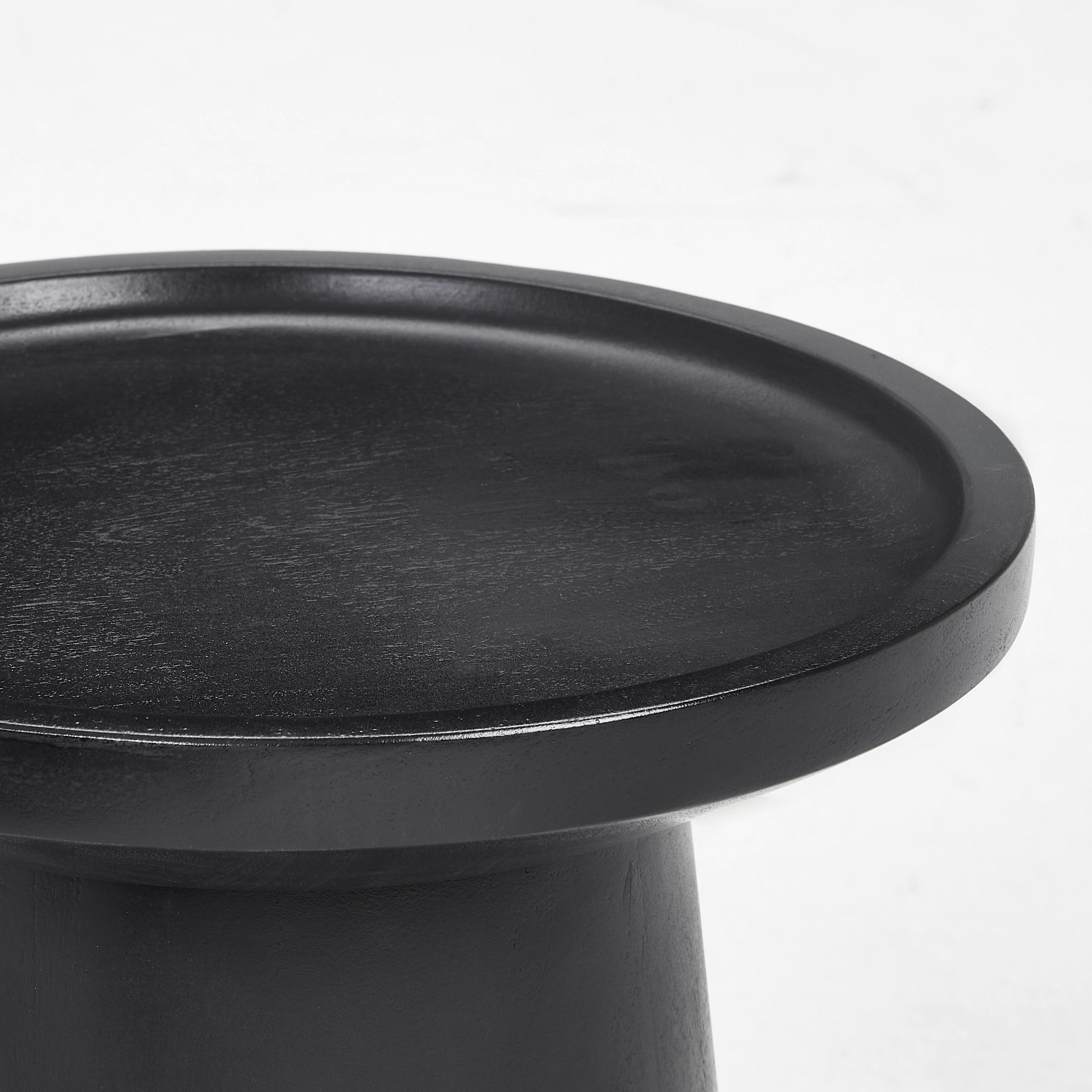 BEISTELLTISCH 50/50/48 cm Akazie vollmassiv Schwarz rund  - Schwarz, Design, Holz (50/50/48cm) - Carryhome