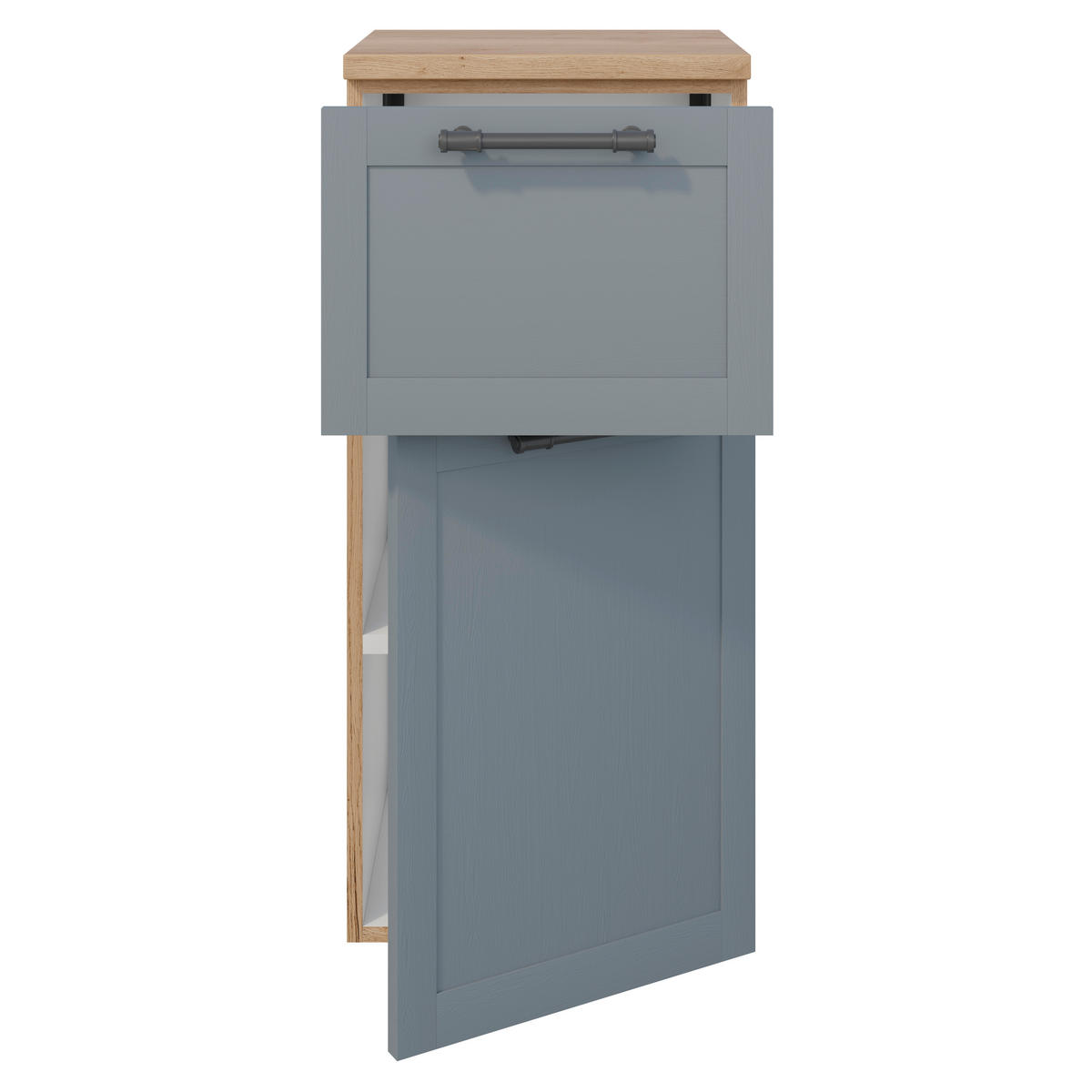 HIGHBOARD  - Edelstahlfarben/Eichefarben, MODERN, Holzwerkstoff/Metall (40/88,5/38cm) - Celina Home