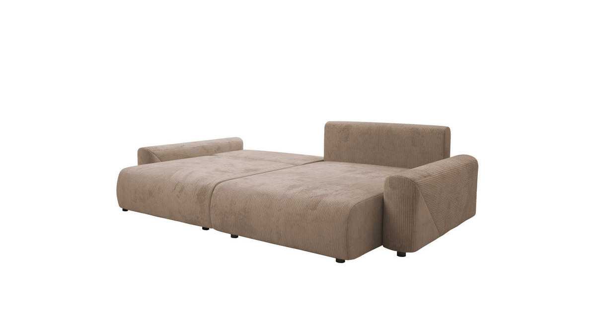 Ecksofa inkl. Funktion Braun Cord  - Schwarz/Braun, MODERN, Kunststoff/Textil (238/168cm) - Stylife