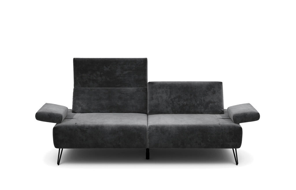 2,5-SITZER Samt Anthrazit  - Anthrazit/Schwarz, Design, Textil/Metall (204-234/85/86-94cm) - SENSOO