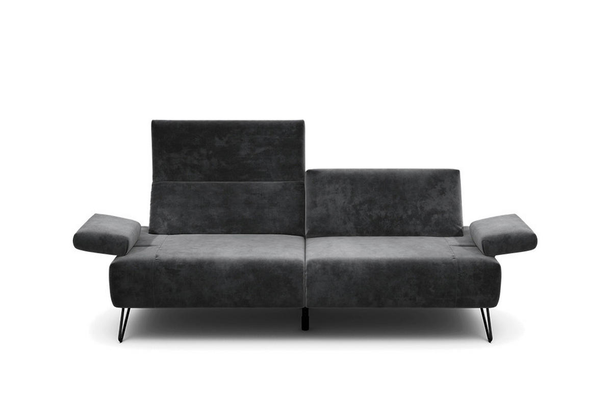 2,5-SITZER Samt Anthrazit  - Anthrazit/Schwarz, Design, Textil/Metall (204-234/85/86-94cm) - SENSOO