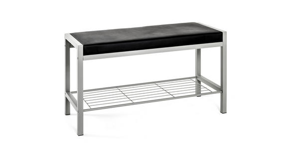GARDEROBENBANK in 80/48/32 cm - Alufarben/Schwarz, Basics, Textil/Metall (80/48/32cm) - Carryhome