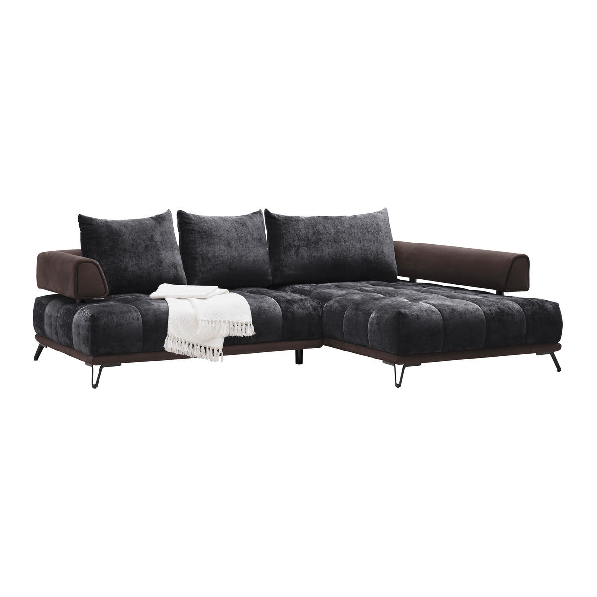 HÖRNSOFFA i antracit  - svart/antracit, Modern, metall/textil (262/67-87/184cm) - MID.YOU