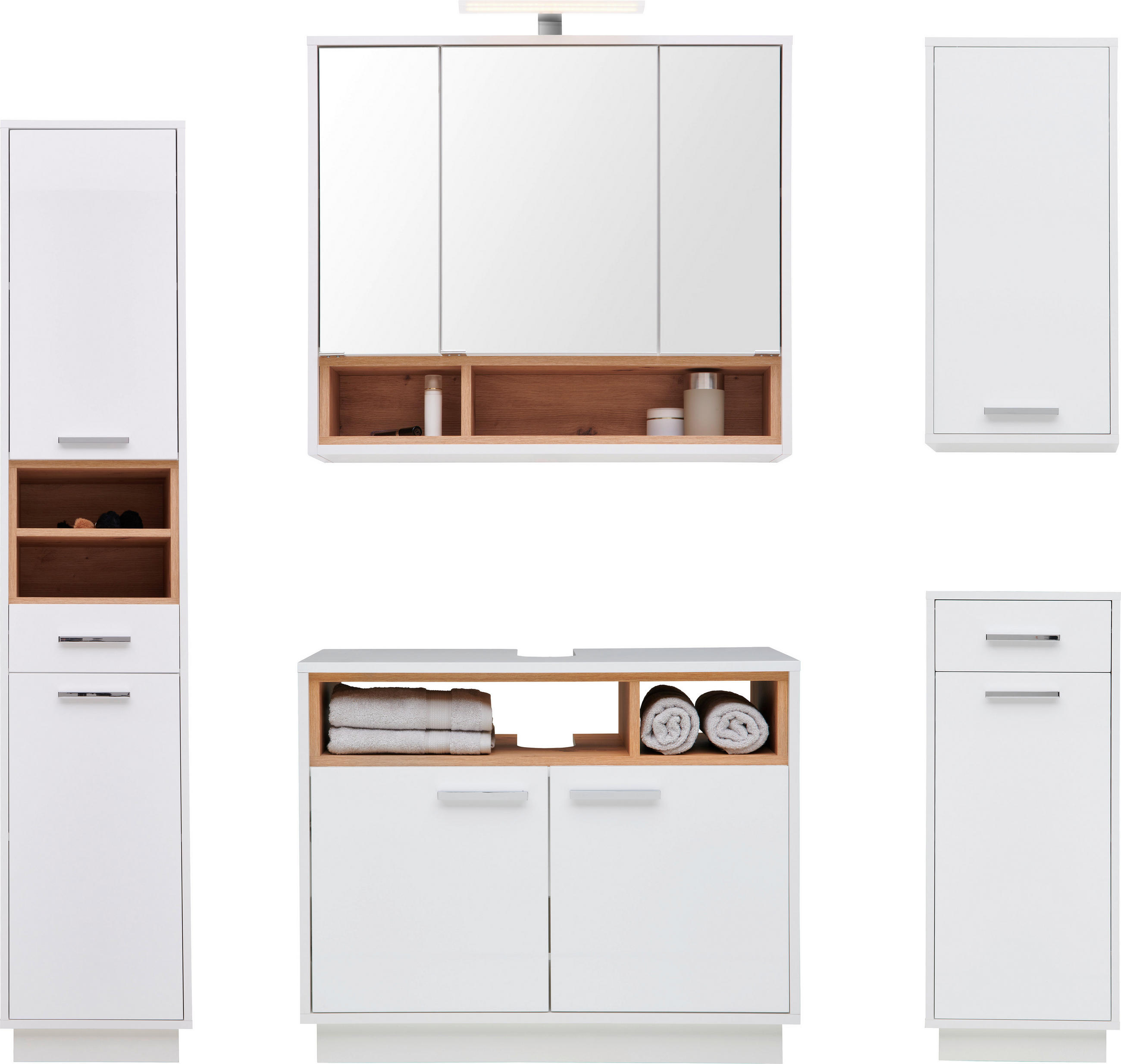 Badezimmer Milano Weiß, Dekor Artisan B: 156 Cm