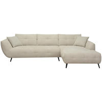 ECKSOFA 320/215 cm  in Chenille Taupe Armlehnenkissen, Rücken echt, Sitztiefenverstellung  320/215 cm  - Taupe/Schwarz, KONVENTIONELL, Textil/Metall (320/215cm) - Hom`in