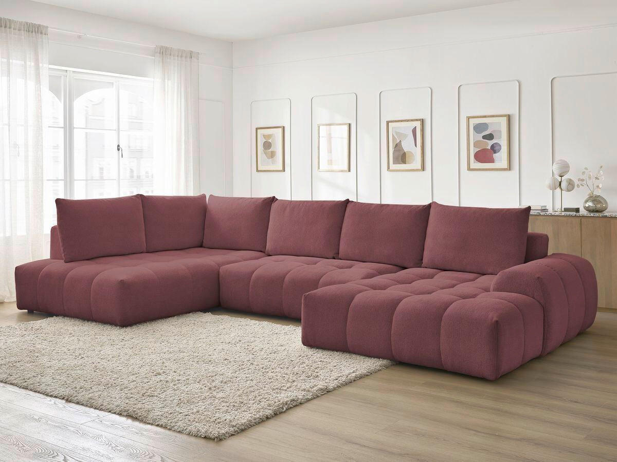 ECKSCHLAFSOFA EVEREST  mit Rücken echt, Armteil links, Armteil rechts Flachgewebe Rot  - Rot/Schwarz, MODERN, Kunststoff/Textil (423/212/90cm)