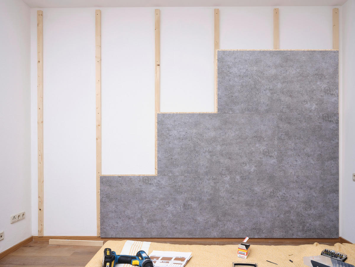 DECOWALL ROVIGO BETON 3 Stück  - Grau, KONVENTIONELL, Holzwerkstoff (125/66/1.2cm) - Egger Holzwerkstoffe