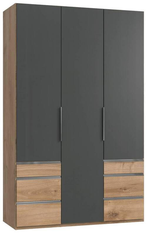 DREHTÜRENSCHRANK in Graphitfarben, Eichefarben  - Chromfarben/Eichefarben, Modern, Holzwerkstoff (150/236/58cm) - MID.YOU