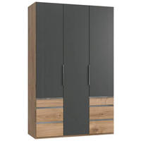 DREHTÜRENSCHRANK in Graphitfarben, Eichefarben  - Chromfarben/Eichefarben, Modern, Holzwerkstoff (150/236/58cm) - MID.YOU