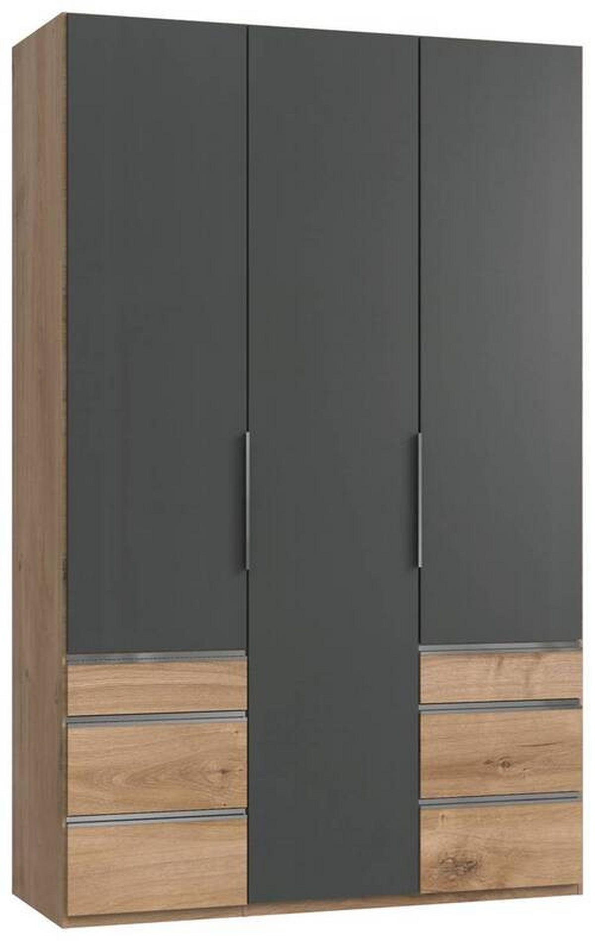 DREHTÜRENSCHRANK in Graphitfarben, Eichefarben  - Chromfarben/Eichefarben, Modern, Holzwerkstoff (150/236/58cm) - MID.YOU