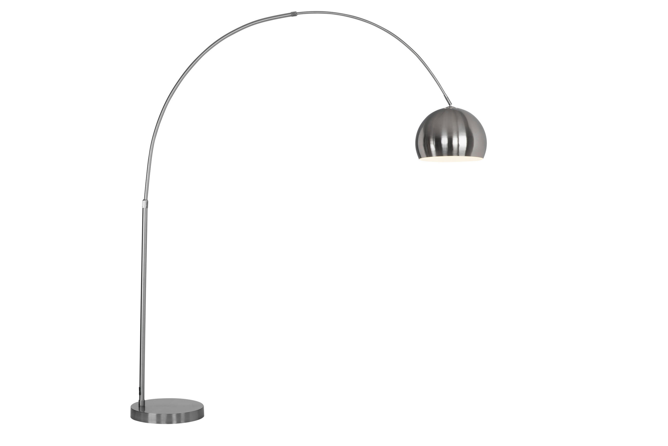 BOGENLEUCHTE 170/39/190-205 cm    - Nickelfarben, Design, Metall (170/39/190-205cm) - Novel