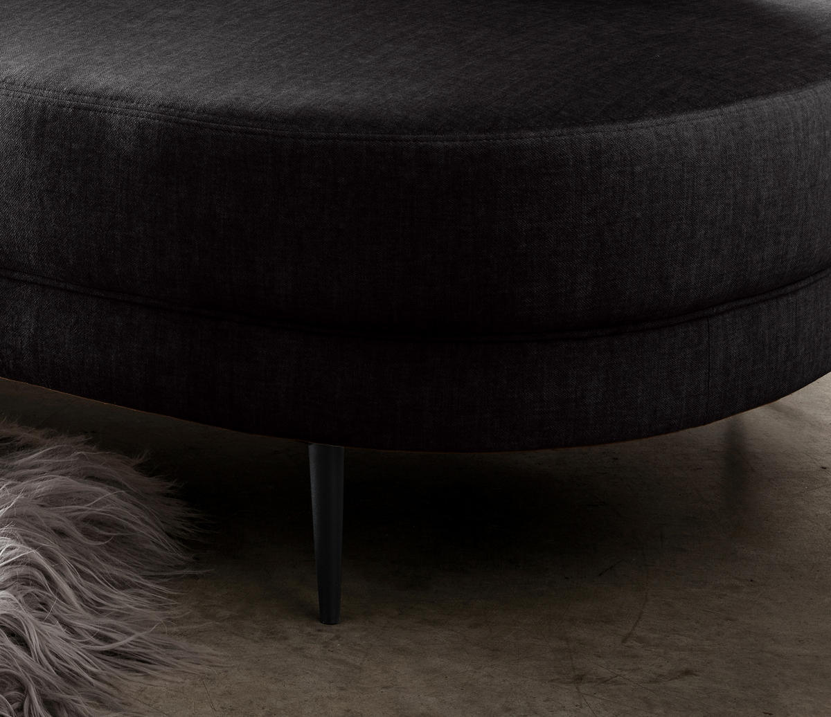 OTTOMANE in Velours Anthrazit  - Anthrazit/Schwarz, Modern, Textil/Metall (211/85/101cm) - Livetastic