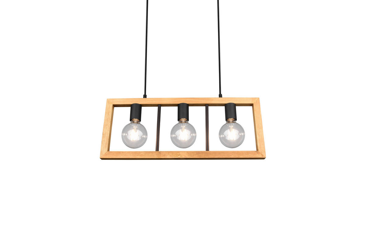 PENDELLEUCHTE 60/150/8,5 cm  - Schwarz/Braun, Natur, Holz/Metall (60/150/8,5cm) - Trio Leuchten