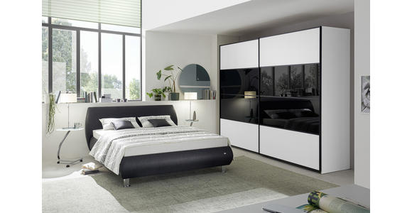 SCHWEBETÜRENSCHRANK in Schwarz, Weiß - Schwarz/Weiß, Design, Glas/Holzwerkstoff (320/235/68cm) - Cantus