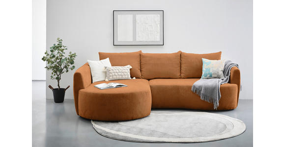 ECKSOFA  in Chenille Rostfarben  - Rostfarben/Schwarz, MODERN, Kunststoff/Textil (179/287cm) - Carryhome