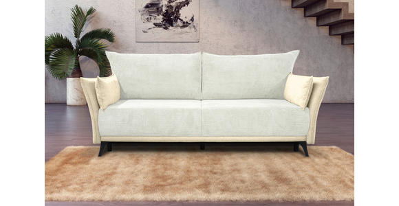 SCHLAFSOFA  mit Liegefunktion, Rücken echt Cord, Flachgewebe Creme, Weiß  - Creme/Schwarz, KONVENTIONELL, Textil/Metall (223/72/100cm) - Carryhome