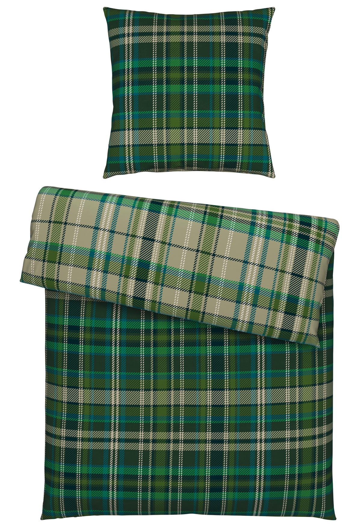 WENDEBETTWÄSCHE Flanell 135/200 cm  - Grün, Textil (135/200cm) - Novel