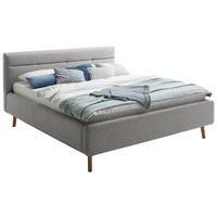 POLSTERBETT 160/200 cm,  in Grau, Lattenrost, Bettkasten,  - Birkefarben/Buchefarben, KONVENTIONELL, Holz/Textil (160/200cm) - Boxxx