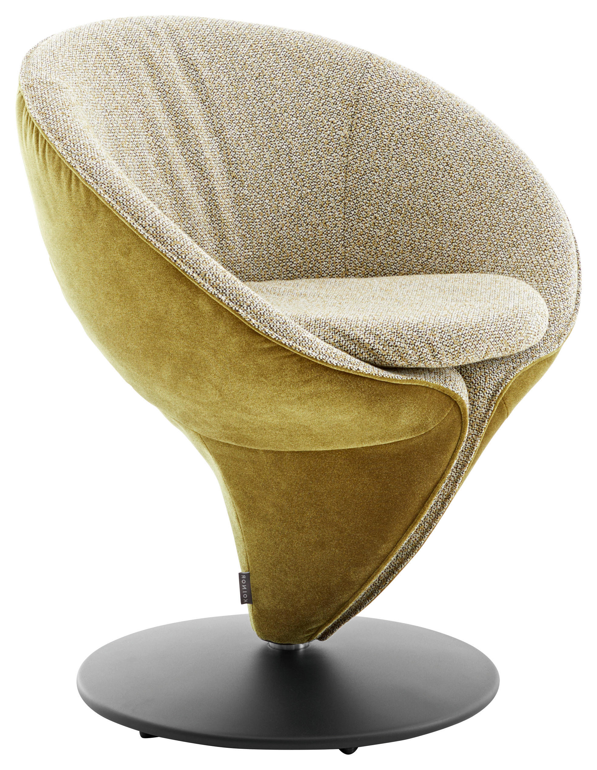 STUHL  Beinauswahl, Lederauswahl, Stoffauswahl, Typenauswahl, Sitzfläche 360° drehbar Samt, Webstoff  - Schwarz/Hellgrün, Design, Textil/Metall (70/82/65cm) - Koinor