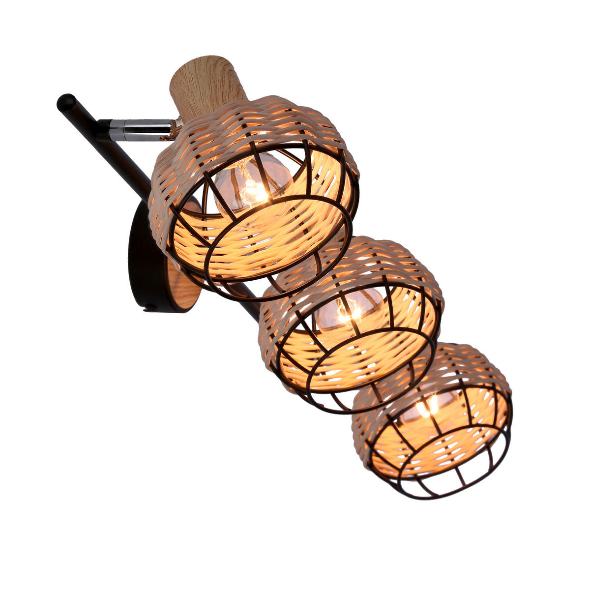 SPOTLIGHT Tajga 64/12/18 cm   - svart, Natur, metall/trä (64/12/18cm)