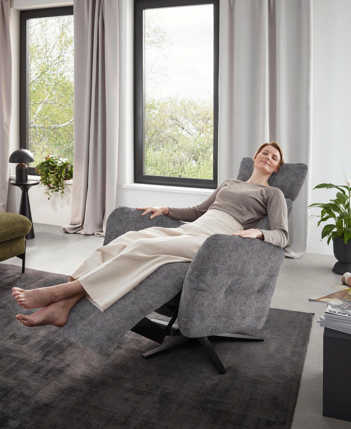 RELAXSESSEL in Textil Grau  - Schwarz/Grau, Design, Textil/Metall (78/113/90cm) - Dieter Knoll