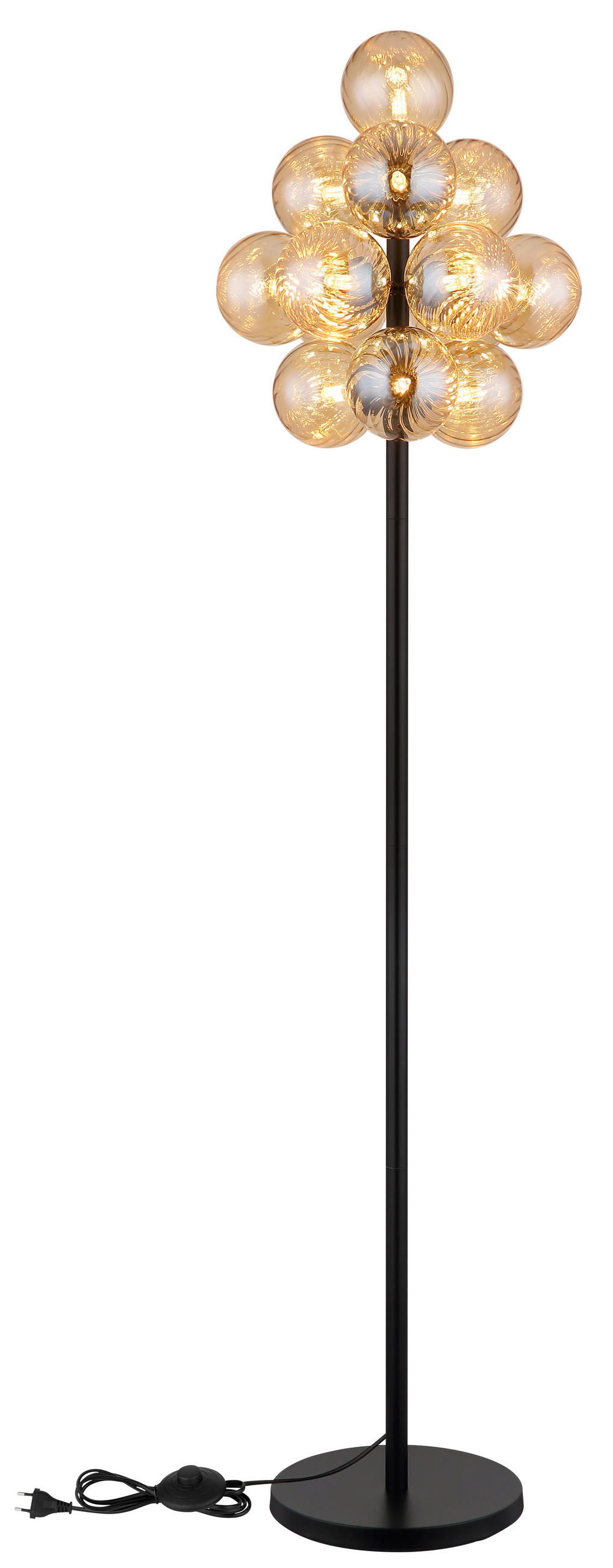 STEHLEUCHTE - Schwarz/Orange, Design, Glas/Kunststoff (39,5/160cm) - Globo