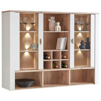 AUFSATZSCHRANK 162,4/121,6/38,2 cm  - Eichefarben/Grau, KONVENTIONELL, Glas/Holzwerkstoff (162,4/121,6/38,2cm) - Hom`in