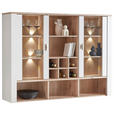 AUFSATZSCHRANK 162,4/121,6/38,2 cm  - Eichefarben/Grau, KONVENTIONELL, Glas/Holzwerkstoff (162,4/121,6/38,2cm) - Hom`in