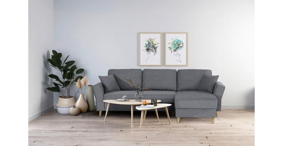 ECKSOFA in Flachgewebe Dunkelgrau  - Eichefarben/Dunkelgrau, KONVENTIONELL, Holz/Textil (265/159cm) - Carryhome