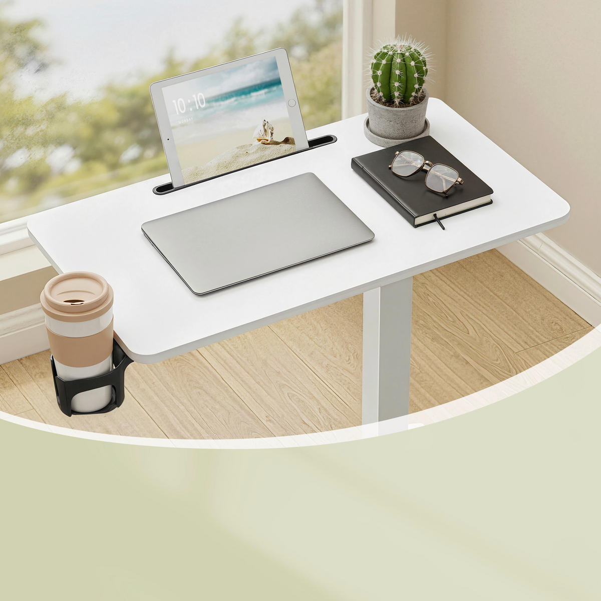 LAPTOPTISCH 70/40/65-102 cm Weiß höhenverstellbar, Kabeldurchlass, Getränkehalter  - Weiß, Basics, Holzwerkstoff/Kunststoff (70/40/65-102cm) - Boxxx