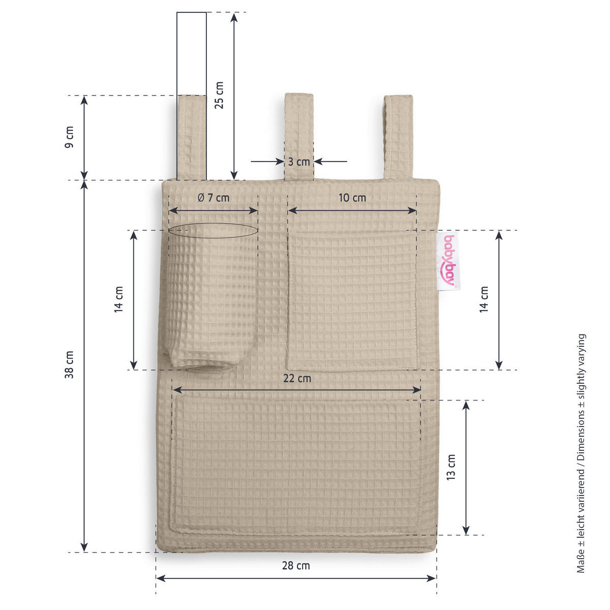 BETTTASCHE - Sandfarben, Basics (38/28/2,5cm) - Babybay