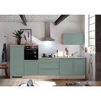 KÜCHENLEERBLOCK 320 cm   in Grün, Eiche San Remo  - Chromfarben/Eiche San Remo, Design, Holzwerkstoff/Metall (320cm) - MID.YOU