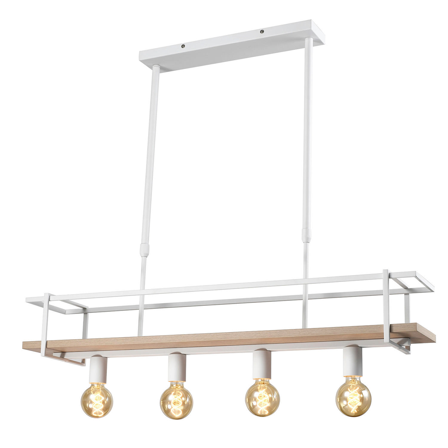 PENDELLEUCHTE 100/20.5/90 cm  - Hellbraun/Weiß Hochglanz, Natur, Holz/Metall (100/20.5/90cm)