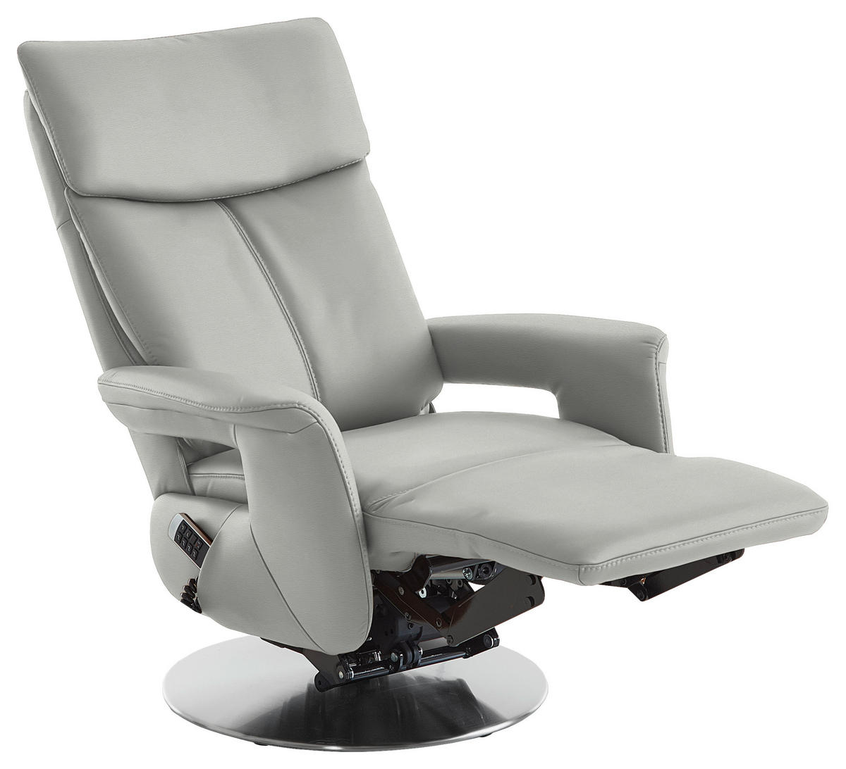 RELAXSESSEL in Leder Silberfarben  - Edelstahlfarben/Silberfarben, Design, Leder/Metall (78/112/85cm) - Cantus