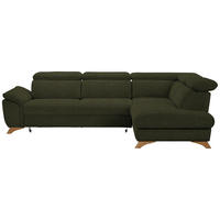 ECKSOFA MERCURY Olivgrün Chenille  - Eichefarben/Olivgrün, MODERN, Holz/Textil (287/212cm) - Valnatura