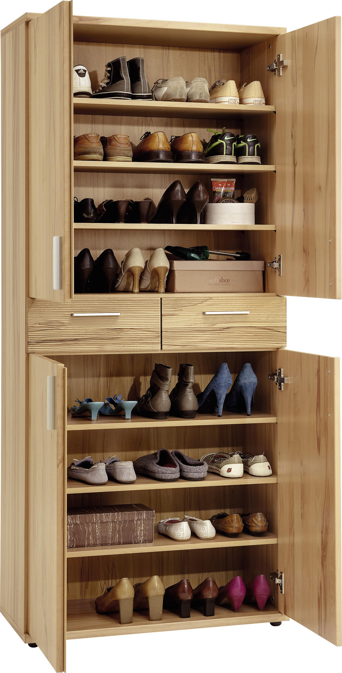 SCHUHSCHRANK Kernbuche furniert, teilmassiv Buchefarben  - Chromfarben/Buchefarben, Design, Holz/Kunststoff (84/191,5/39cm)